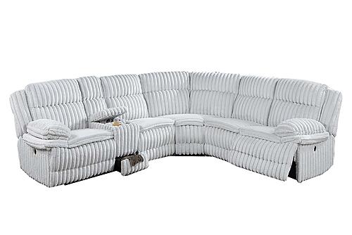 F86637 Fabric Power Sectional Sofa Set Light Gray by Poundex