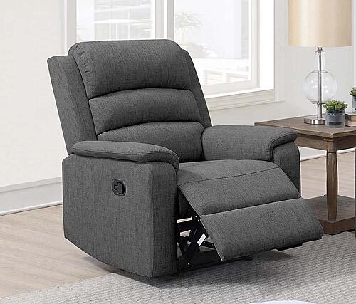 F8774 Fabric Reclining Chair Dark Gray by Poundex