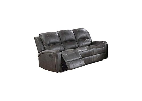F8783 Leather-Like Fabric Reclining Sofa Smoke by Poundex