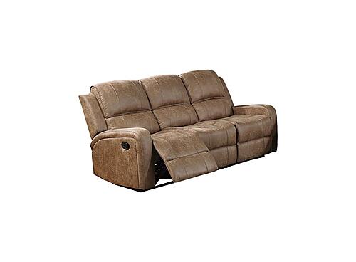 F8786 Leather-Like Fabric Reclining Sofa Chestnut by Poundex