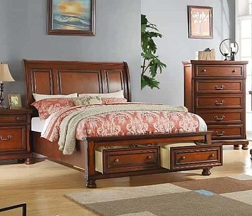 F9290EK Wood Eastern King Bed Antique Cherry by Poundex