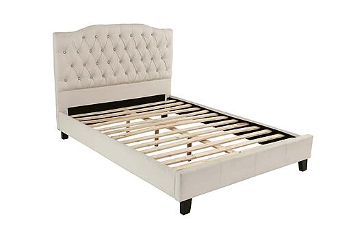 F9350Q Faux Leather Upholstered Queen Bed White/Espresso by Poundex