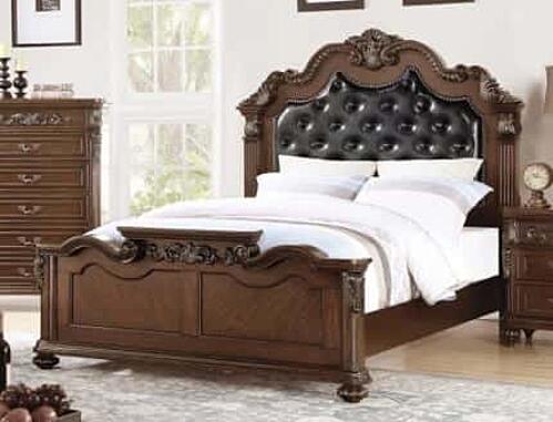 F9386CK Wood California King Bed Antique Cherry by Poundex