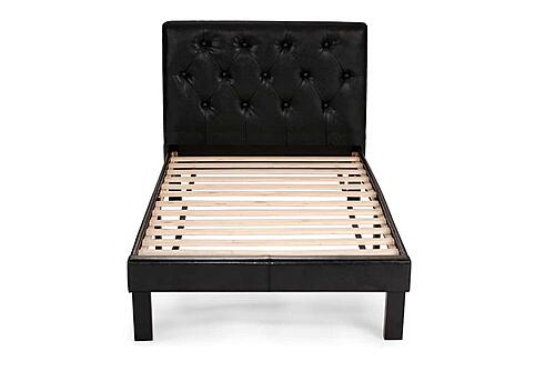 F9415T Faux Leather Upholstered Twin Bed Black/Espresso by Poundex