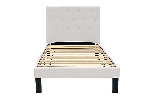 F9416T Faux Leather Upholstered Twin Bed White/Espresso by Poundex