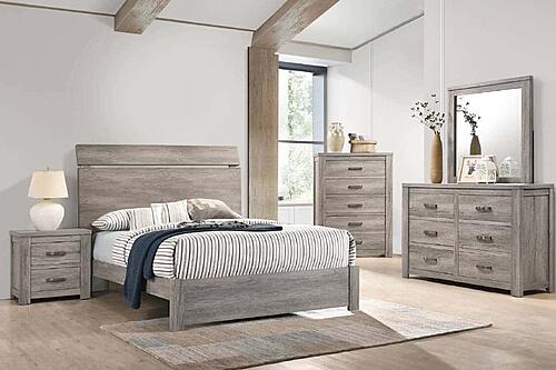 F9543EK Wood Eastern King Bed Gray by Poundex
