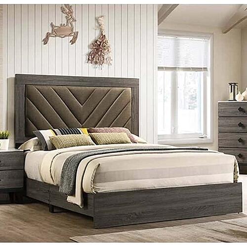 F9595EK Wood Eastern King Bed Foil Gray by Poundex