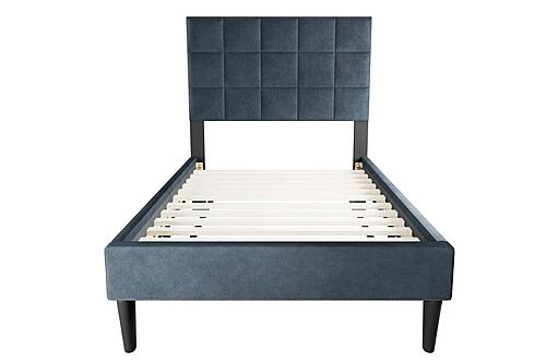 F9634T Fabric Upholstered Twin Bed Charcoal by Poundex