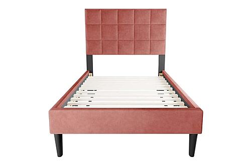 F9636T Fabric Upholstered Twin Bed Pink by Poundex