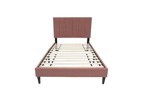 F9639T Fabric Upholstered Twin Bed Pink by Poundex