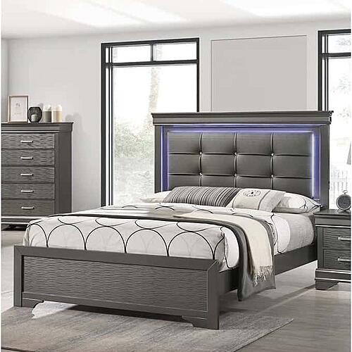 F9641Q Wood Queen Bed Gray/Dark Gray by Poundex