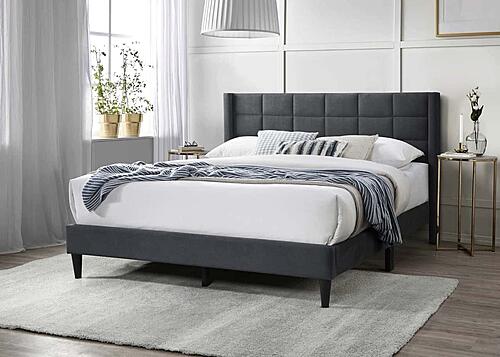 F9650F Fabric Upholstered Full Bed Charcoal by Poundex