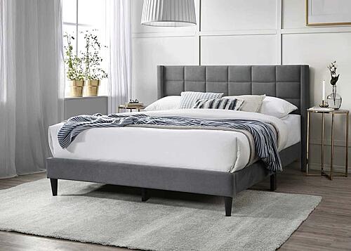 F9651F Fabric Upholstered Full Bed Gray by Poundex