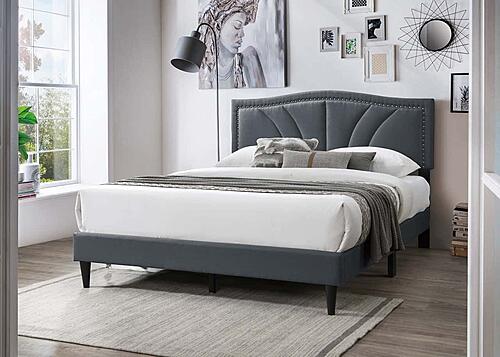 F9654F Fabric Upholstered Full Bed Charcoal by Poundex