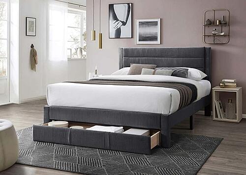 F9656F Fabric Upholstered Full Bed Dark Gray by Poundex