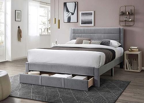 F9657F Fabric Upholstered Full Bed Gray by Poundex