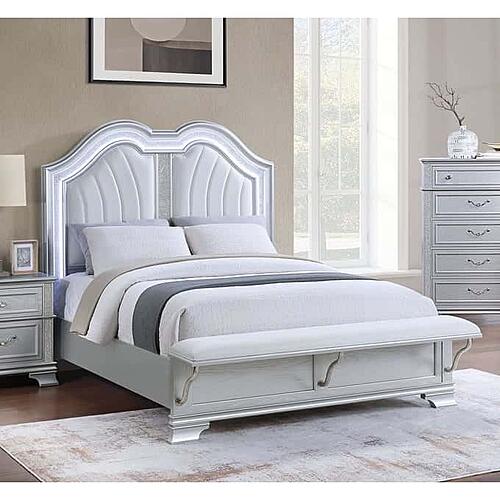 F9671F Wood Full Bed w/Led Silver by Poundex