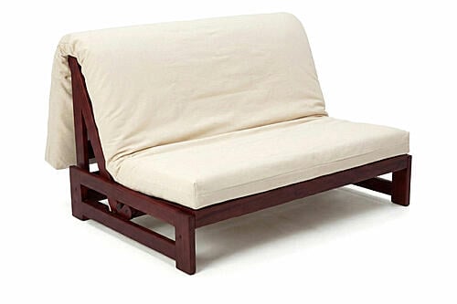 Futon Set - Full Size - Tokyo Antique Mahogany Tri-Fold Frame, Mattress w/Removable Solid Cover