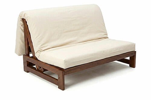 Futon Set - Full Size - Tokyo Natural Tri-Fold Frame, Mattress w/Removable Solid Cover