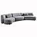 S207 Gray Circular Fabric 3-Piece Sectional w/Double Chaise by BH Furniture