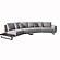 S388 Gray Circular Fabric Sectional w/Wooden Chaise End Table by BH Furniture