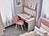Linda Study Desk w/Top Module - White/Pink by Furnia Furniture
