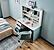 Marin Study Desk w/Top Module - White/Green by Furnia Furniture
