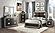 Blake Black/Gold Queen Bed w/Dresser, Mirror,2 Nightstands & Chest by Global Furniture