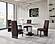 D12 White/Black Dining Table & 6 D12 Brown Valvet Dining Chairs by Global Furniture