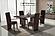 D12 Brown Dining Table w/6 D12 Brown Fabric Dining Chairs by Global Furniture