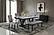 D1319DT Black/White Dining Table & 4 D1319 Light Grey Fabric Dining Chair, Dining Bench by Global Furniture