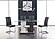 D219DT Clear Glass Top Dining Table + 6 D915DC Grey Faux Leather Dining Chair by Global Furniture
