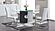 D219DT Clear Glass Top Dining Table + 6 D915DC Grey Faux Leather Dining Chair by Global Furniture
