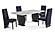 D2502 Black Dining Table & 8 D12 Black Dining Chair by Global Furniture