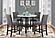 D40011 Black/White Round Bar Table + 6 D1622 Black Fabric Bar Stools by Global Furniture