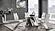 D4127NDT Clear Glass Top w/White/Gray Base Dining Table + 4 D4127NDC White/Grey Dining Chairs by Global Furniture