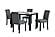 D8032DT White/Black Panda Dining Table & D9026DC Black Fabric Dining Chair by Global Furniture
