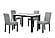 D8032DT White/Black Panda Dining Table & D9026DC Grey Fabric Dining Chair by Global Furniture
