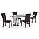 D8212 White/Brown Dining Table w/6 D8212 Brown Fabric Dining Chairs by Global Furniture