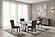 D8212 White/Brown Dining Table w/6 D8212 Brown Fabric Dining Chairs by Global Furniture