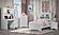 Pompei Metallic White Bookcase Twin Bed, Dresser, Mirror & Nightstand by Global Furniture