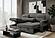 U2601 Dark Grey Reversible Sofa Bed w/Drop Down Table & Speaker by Global Furniture
