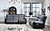 U5914/U5915 Grey/Black Reclining Sofa, Console Reclining Loveseat w/Immersive Sound & Blue LED & Recliner by Global Furniture