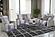 U8000 Grey Power Console Reclining Sofa & Power Console Reclining Loveseat w/Power Headrest Dropdown Table Reading Light & LED b