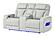 U8611 Blanche Silver Power Console Reclining Loveseat w/Power Headrest, LED & Speaker by Global Furniture