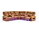 U8611 Camel Sectional w/Power Headrest, Continuous LED & Speaker by Global Furniture