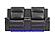 U8879 Charcoal Power Reclining Sofa w/LED & Global Surround System & Power Console Reclining Loveseat by Global Furniture