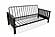 Futon Set - Full Size - Madison Black Metal Futon Frame, Mattress w/Removable Solid Cover