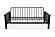 Futon Set - Full Size - Madison Black Metal Futon Frame, Mattress w/Removable Solid Cover