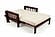 Futon Set - Full Size - Osaka Antique Mahogany Frame, Mattress w/Removable Solid Cover